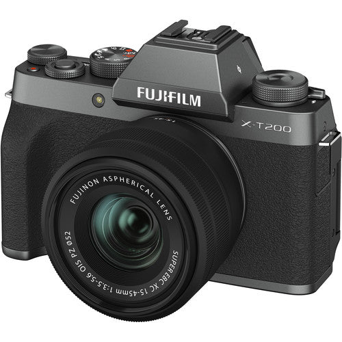 Fujifilm X-T200 Mirrorless Digital Camera + XC 15-45mm f/3.5-5.6 OIS PZ Lens - Dark Silver