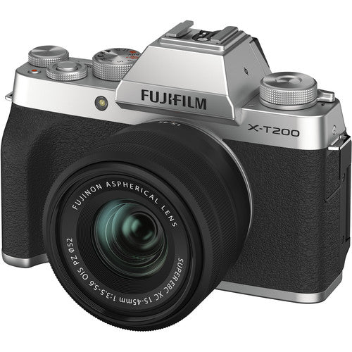 Fujifilm X-T200 Mirrorless Digital Camera + XC 15-45mm f/3.5-5.6 OIS PZ Lens - Silver